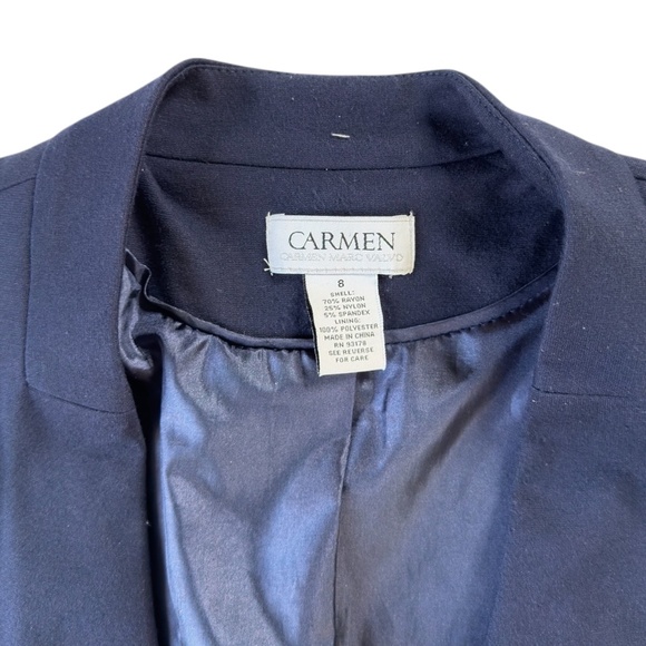 Carmen Marc Valvo Women’s Blazer Navy Blue Office Casual Preppy Fully Lined 8 - Picture 5 of 10